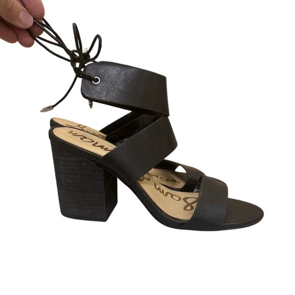 Sam Edelman Valerie Lace Up Black Block Heel Sandals Women’s Size 7.5 - Picture 2 of 10